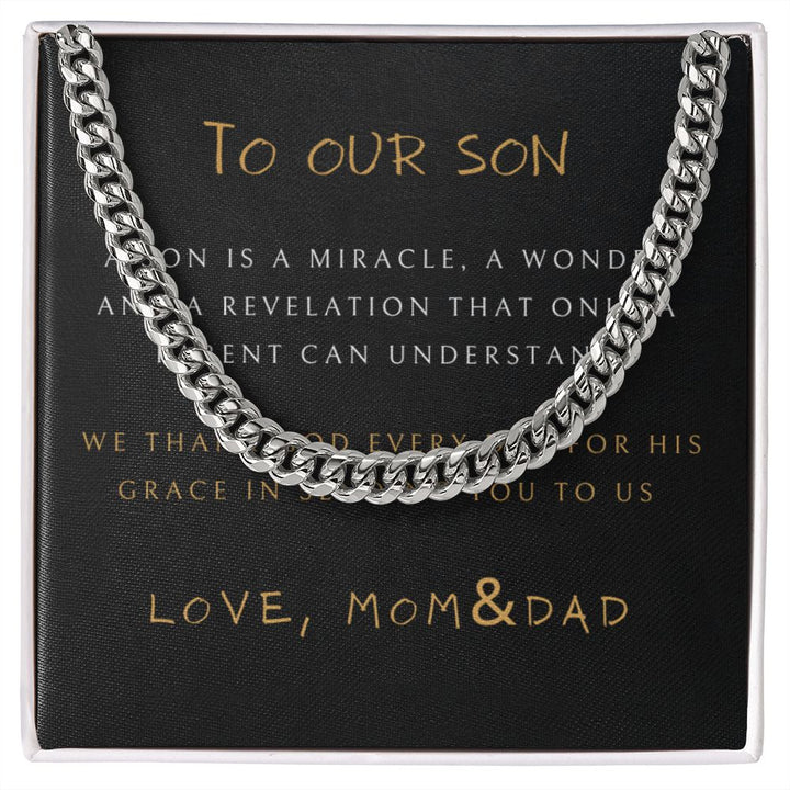 "To our Son" from Mum&Dad Cuban Link Chain