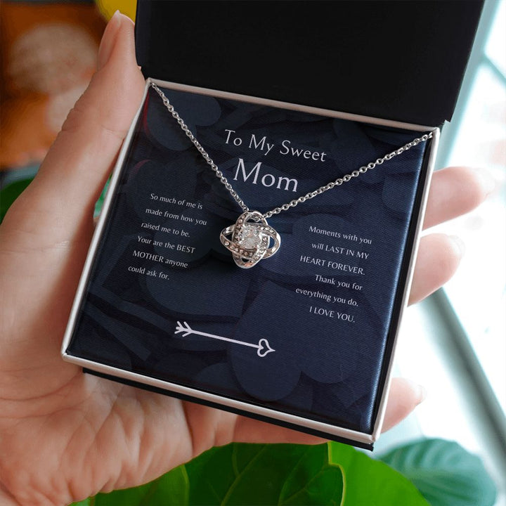 To my Sweet Mom - Moments with you will last in my heart forever - Knot Necklace