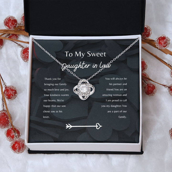 To my Daughter-in-Law - You are a part of our family - Knot Necklace