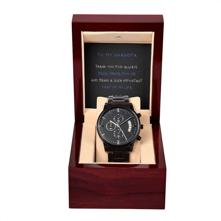 "To my Grandpa" Black Chronograph Watch