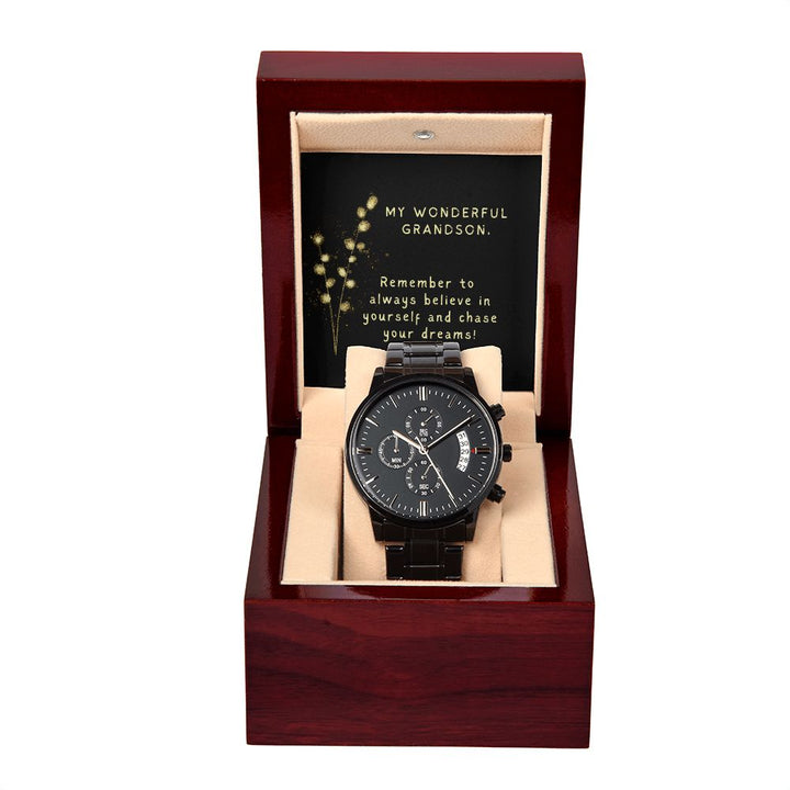 To my wonderful Grandson - Black Chronograph Watch