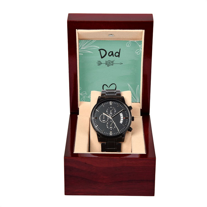 "Dad" Black Chronograph Watch