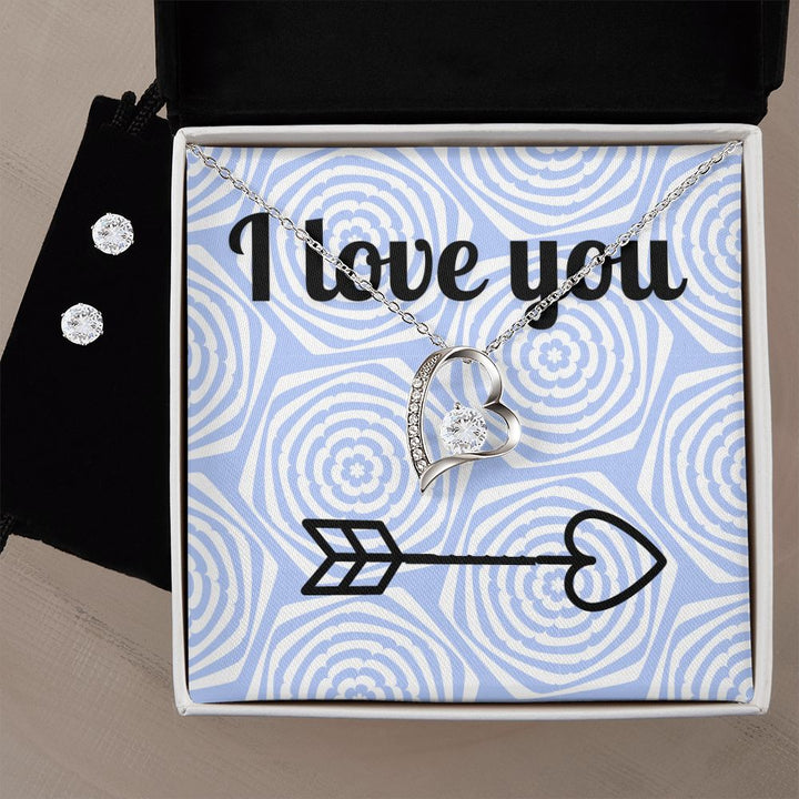 "I Love you" Forever Love Necklace+earring set!