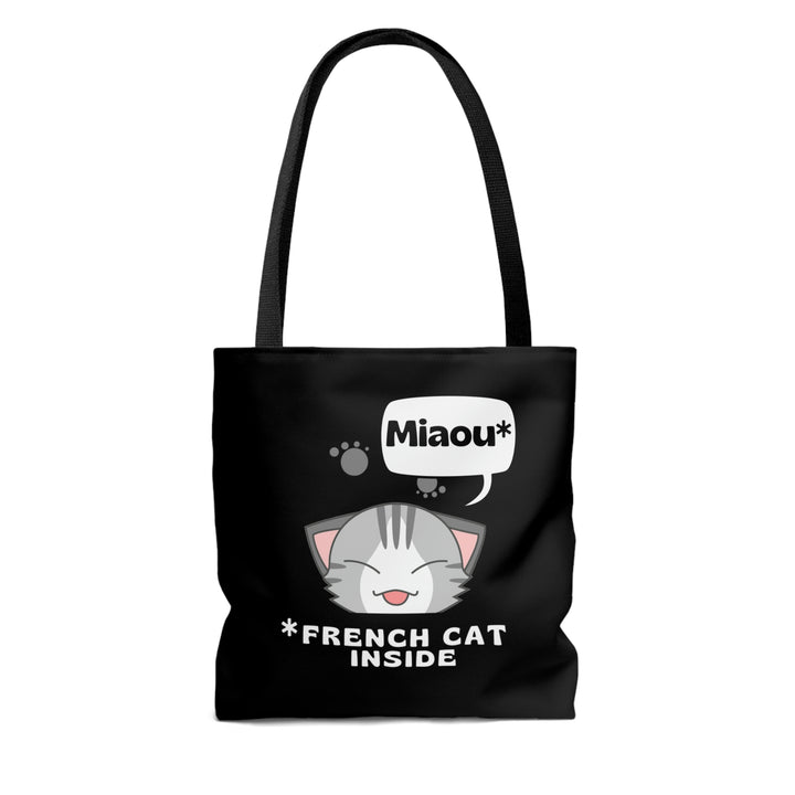 "French cat inside" Black Tote Bag