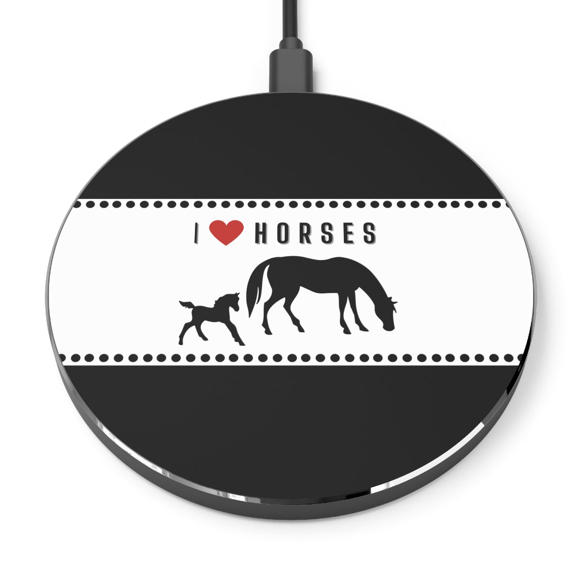 "I love horses" Black Wireless Charger