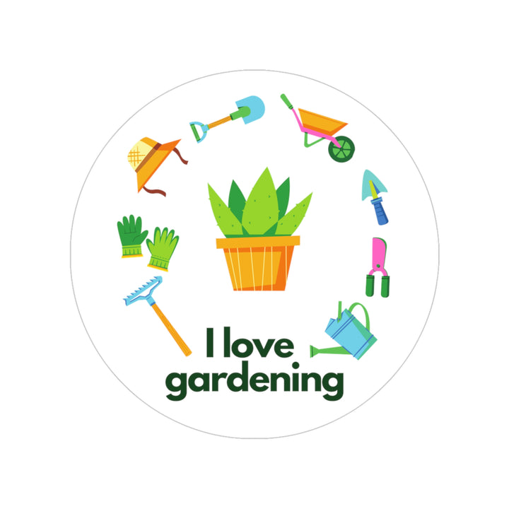 "I Love Gardening" Transparent Outdoor Stickers, Round, 1pcs