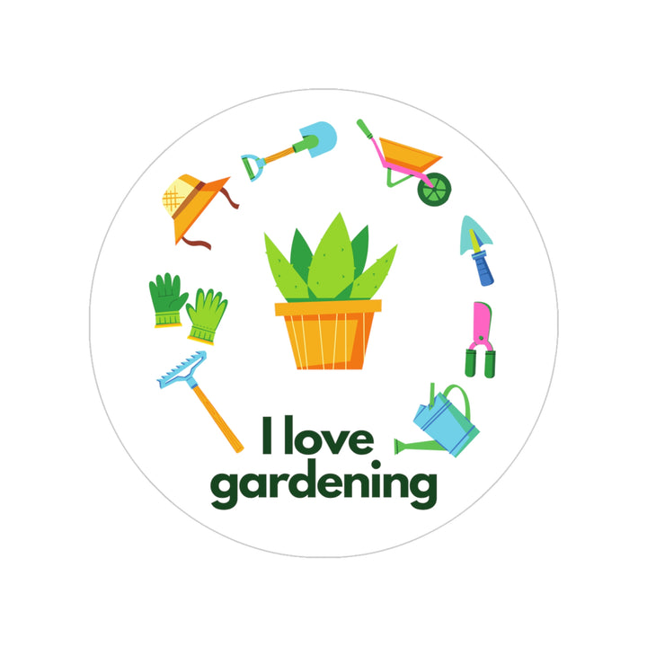 "I Love Gardening" Transparent Outdoor Stickers, Round, 1pcs