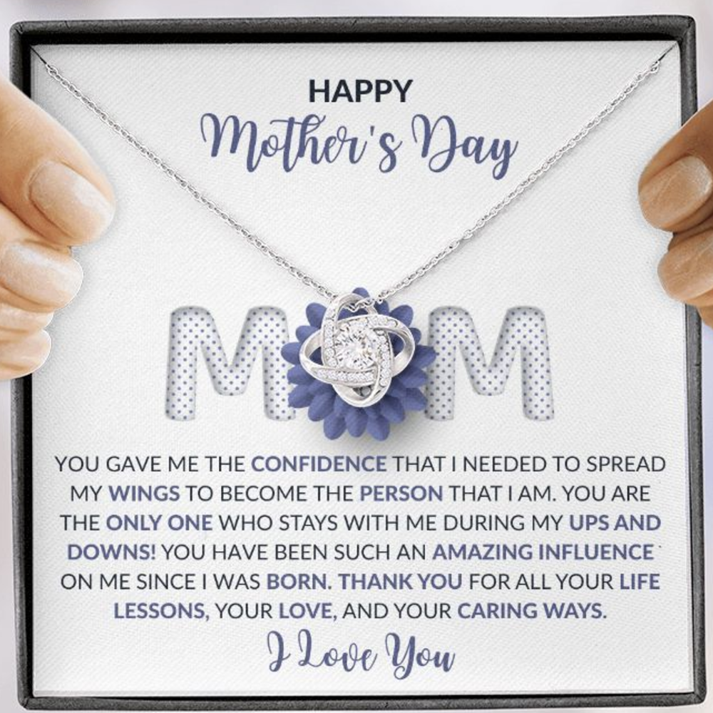 HAPPY Mother's Day - You gave me the confidence that I needed - Necklace White or Yellow Gold Finish with Zirconia crystals